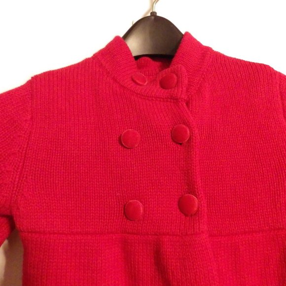 NWT Girls Christian Soriano Red Knit Coat Jacket Faux Fur Trim SZ 5-6 - Picture 5 of 7